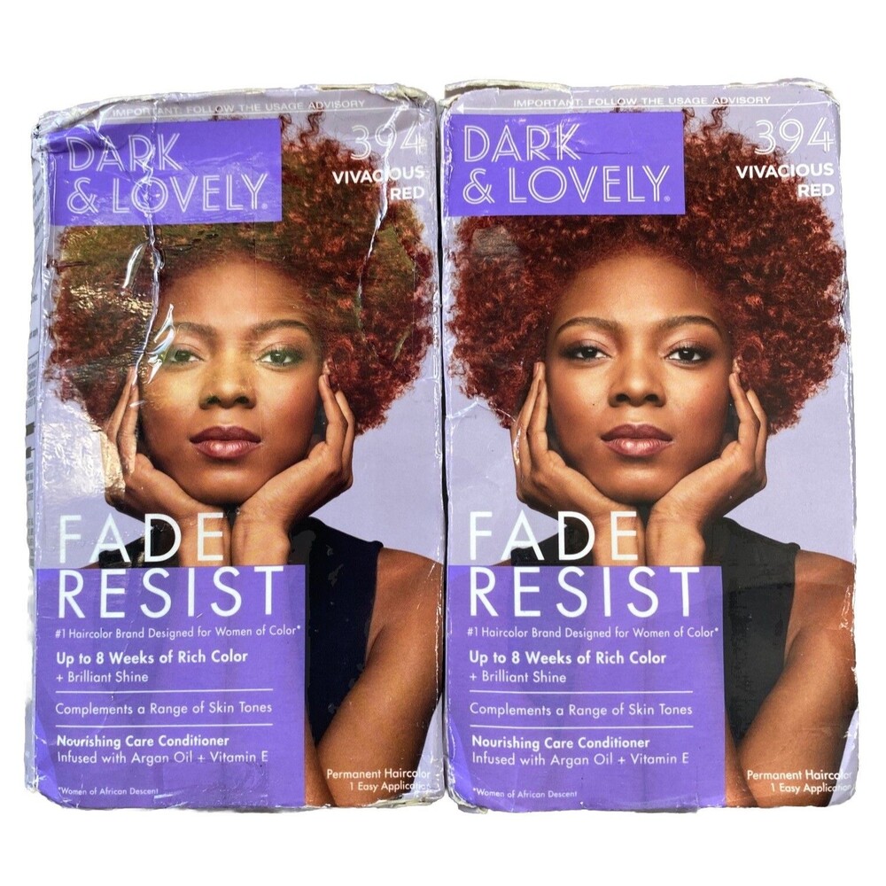 Dark and Lovely Fade Resist Permanent Hair Color 394 Vivacious Red Lot Of 2